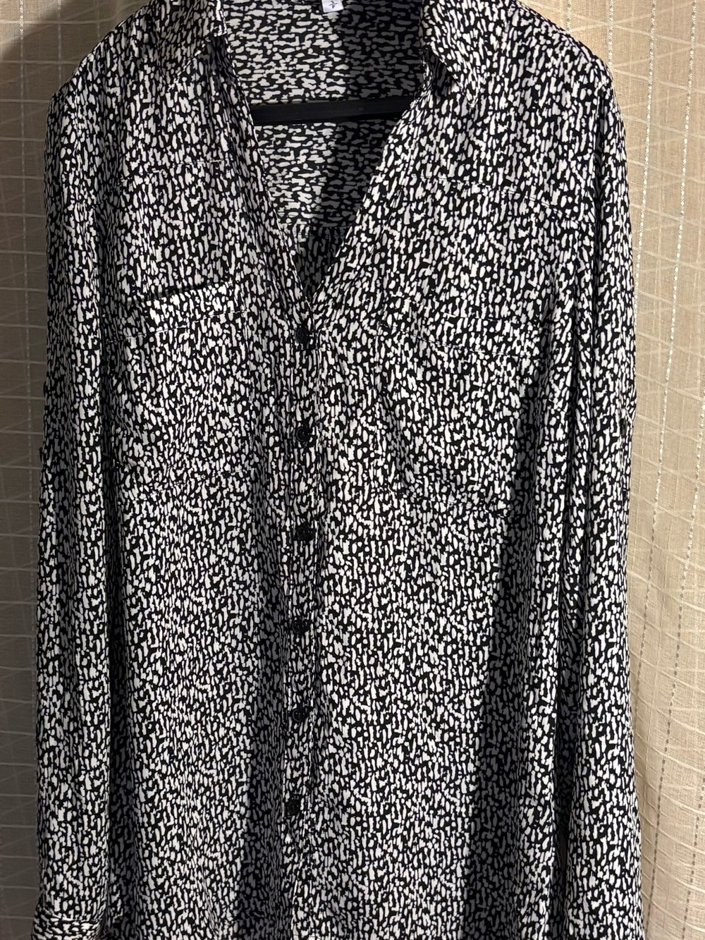 Express Women’s Black and White Printed Shirt- Classic Monochrome